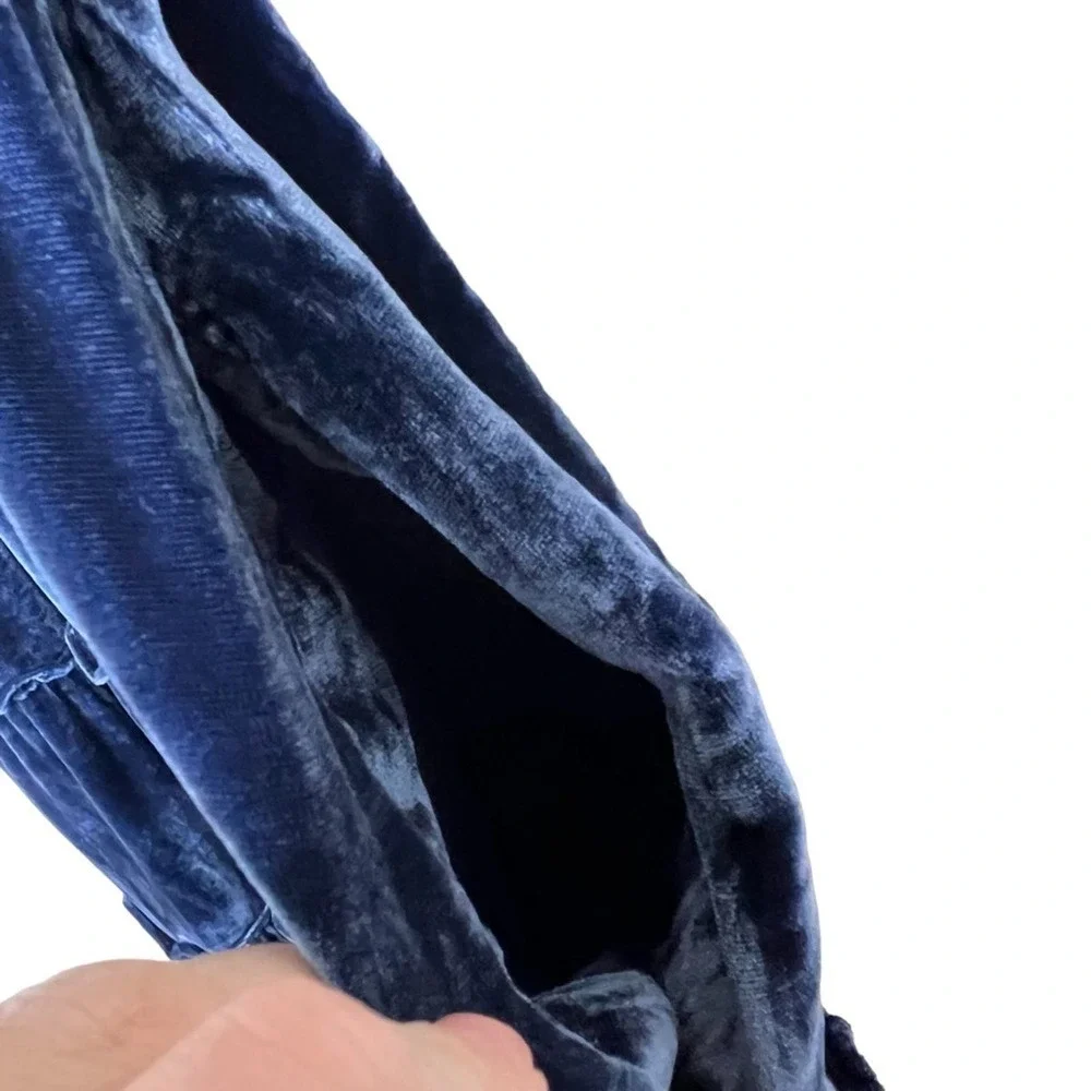 Hill House Navy Velvet Ellie Nap Dress S Holiday Midi Tired Ruched Sleeveless - Picture 9 of 14